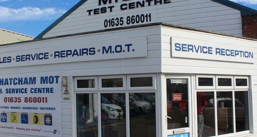 Thatcham MOT & Service Centre — the service reception under the MOT Test Centre sign